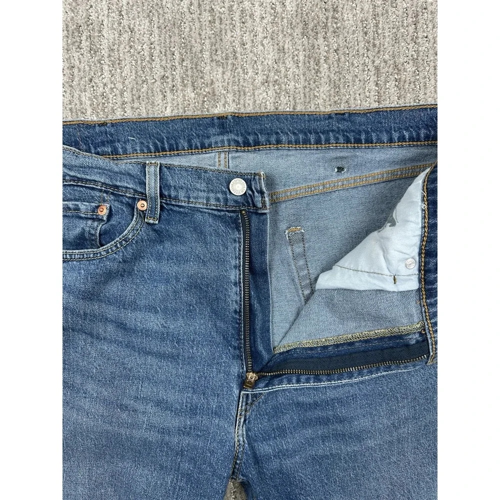 Levis 505 Jeans Mens 38x32 Regular Straight Stretch Blue Medium Wash Denim